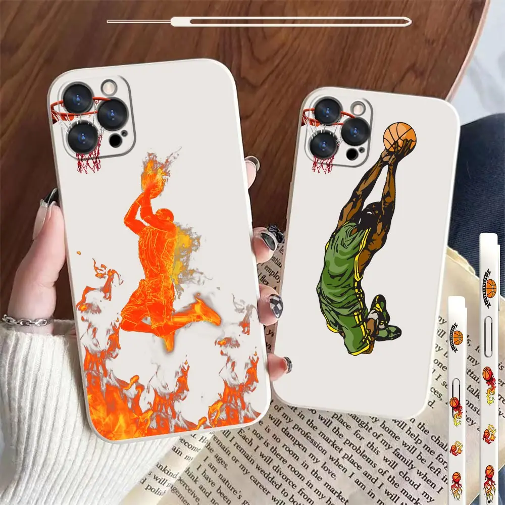 

Wild Dunk Basketball Fire Comics Phone Case For Apple iPhone 14 13 12 11 Pro Max Mini X XS XR SE 7 8 Plus Liquid Left Rope Cover