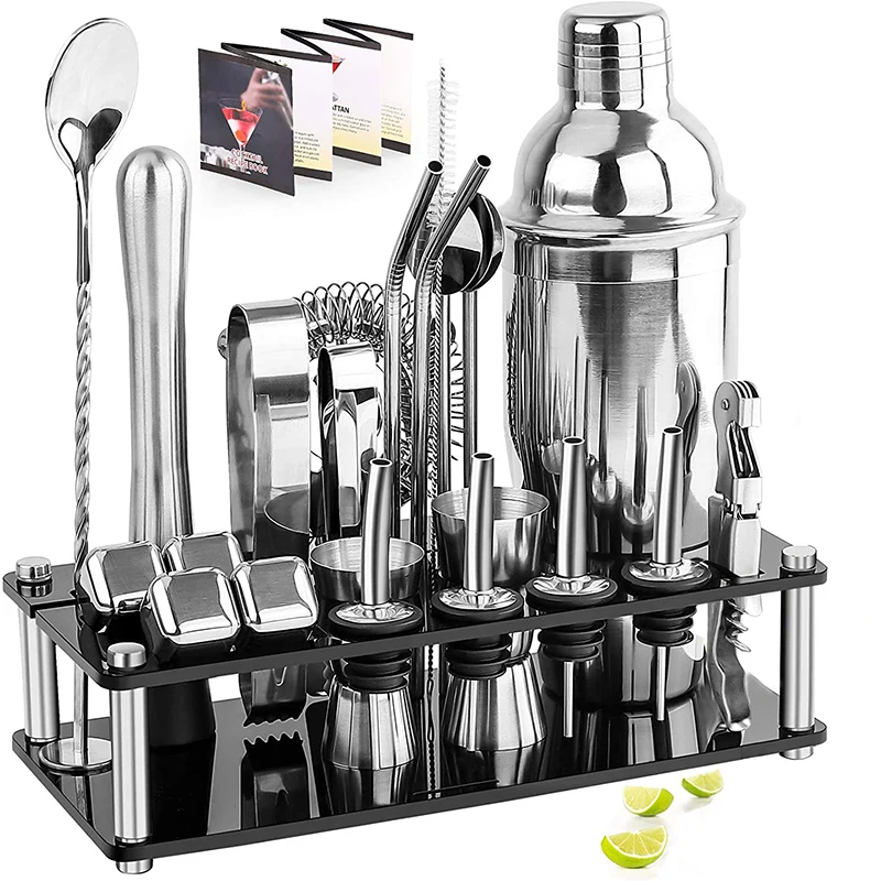 

Ultimate 23-Piece Stainless Steel Bar Tools Set with Ice Yakeli Suit, Cocktail Shaker, Shake Flask - Perfect for Mixing and Ser