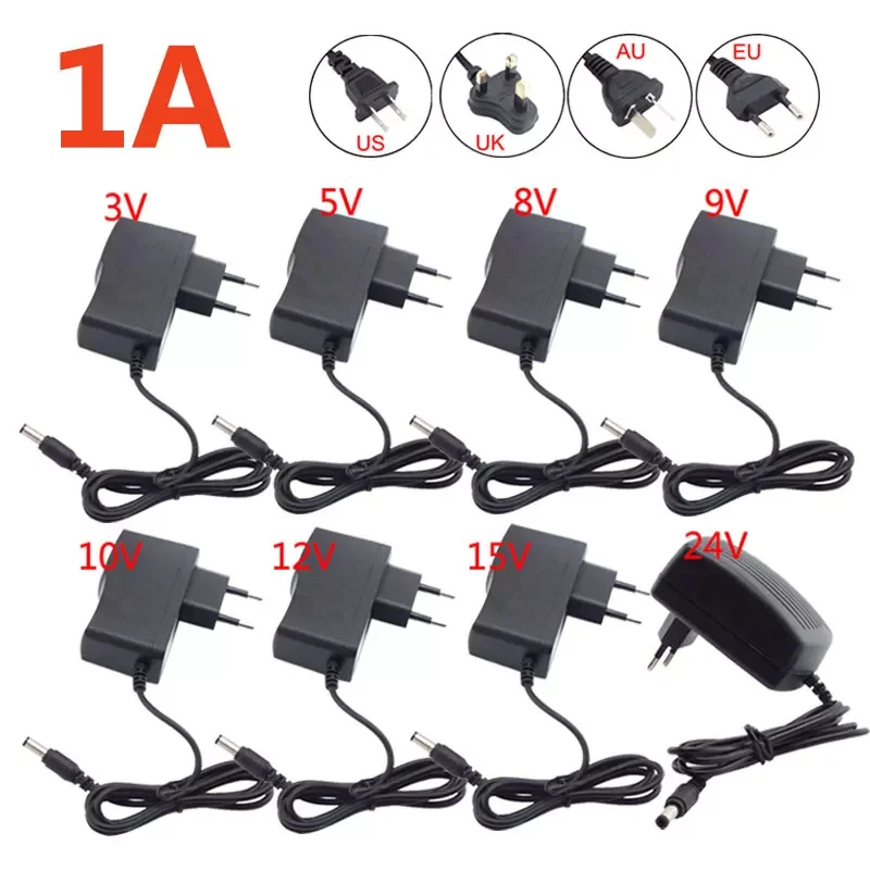 

Adapter 1A US EU Power Charger Adaptor Supply AC 110-240V DC 3V 5V 6V 8V 9V 10V 12V 15V 24V for LED Light Strip Camera C1