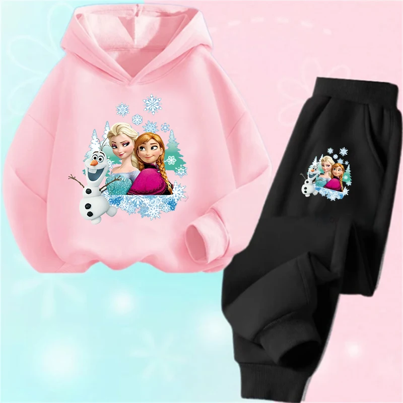 Детский спортивный костюм с принтом принцессы Эльзы Диснея толстовки топ и брюки