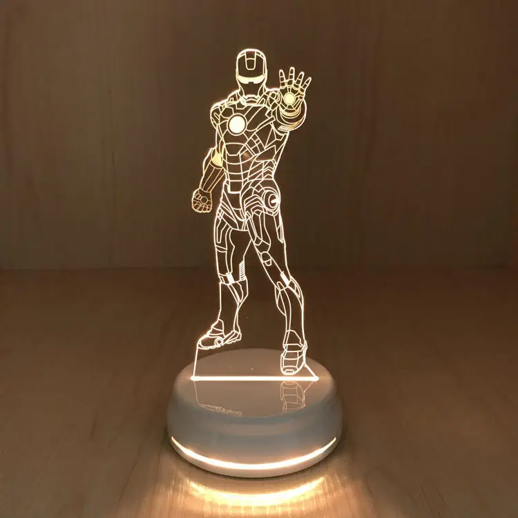 3D светодиодный ночник Marvel Железный человек светильник льник для детской спальни