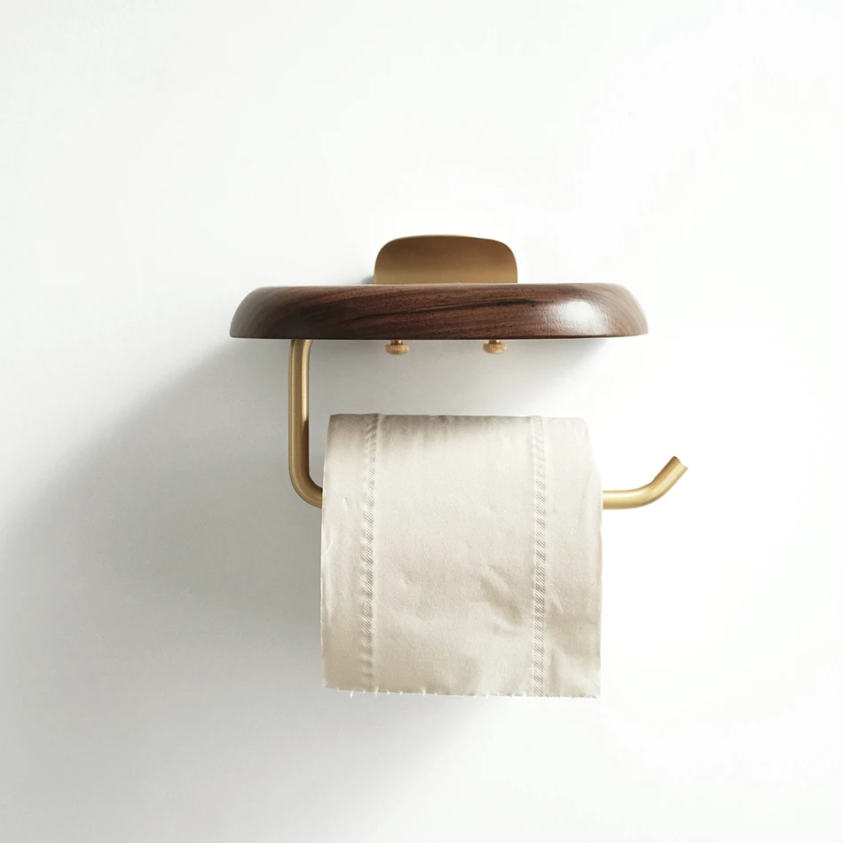 

Toilet Tissue Box Roll Paper Holder Pumping Paper Wall Hanging Free Punch Creative Nordic Style Black Walnut