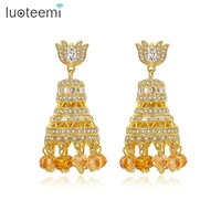 luoteemi afghan india jhumka golden tassel statement drop earrings for women resin bead pendientes egypt nepal gypsy