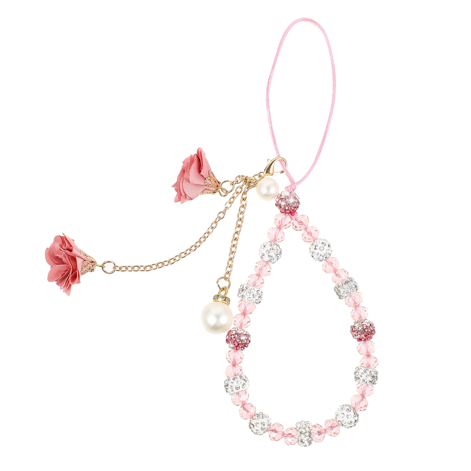 

Mobile Non-slip Bracelet Bead Charms Bracelets Charms Strap The Flowers Keychain Decoration Crystal Pendant