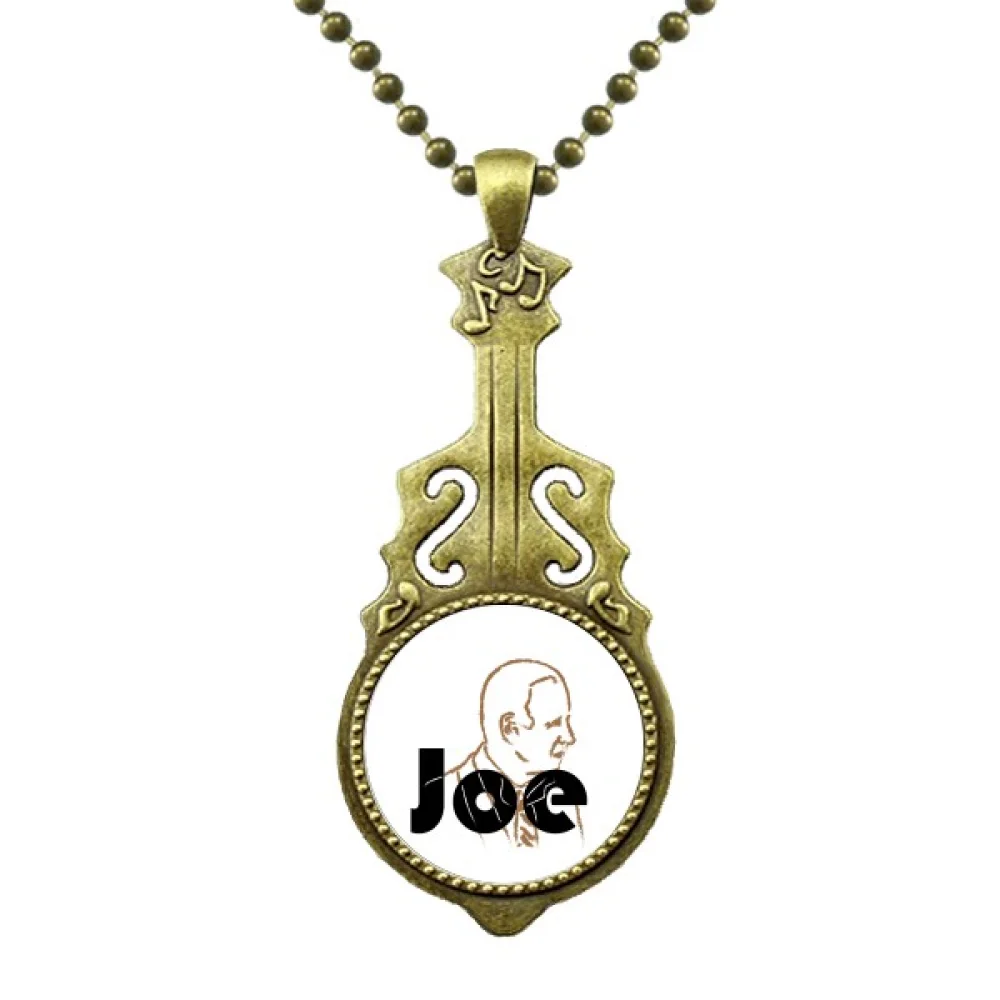 

USA President Person Joseph Profile Art Necklace Antique Guitar Jewelry Music Pendant