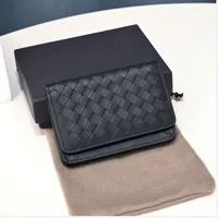 Genuine Leather Card Holder Men's Mini Wallet Weave Women's Credit Card Holder Luxury Cover Coin Purse Bag Bank Card Case