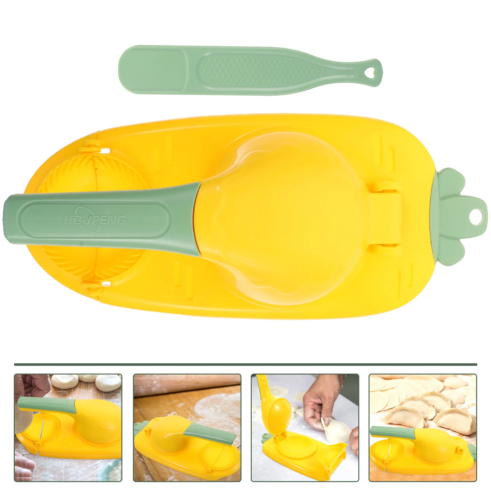 

Lemon Press Artifact Pressing Dumpling Wrappers Bun Maker Small 27.5X12X8CM Portable Dough Presser Kitchen Yellow Plastic Tool