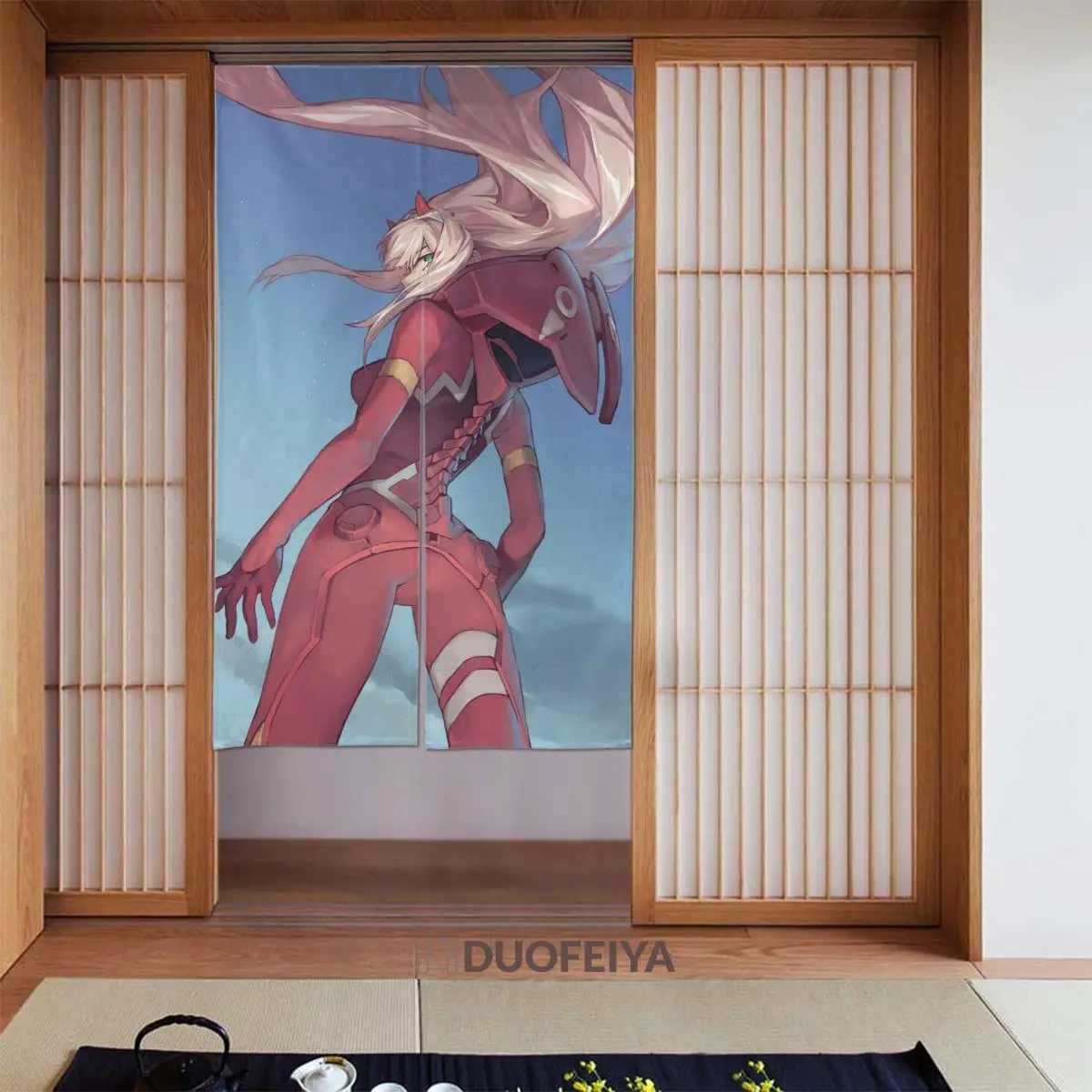 

Японские дверные занавески Zero Two из аниме, любимый в Фране, отдельный гобелен из хлопка и льна, для Izakaya украшение для ресторана