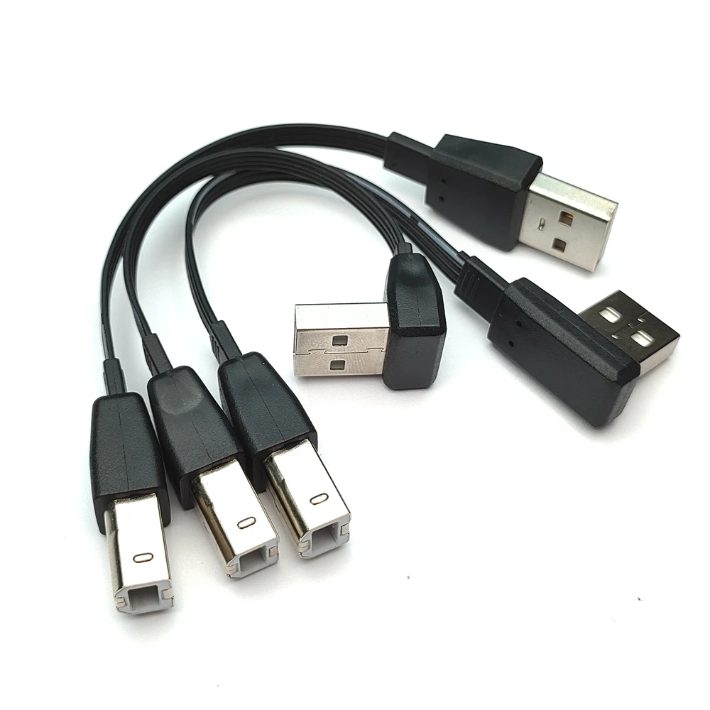 Мягкий USB2.0 верхний, нижний, левый, правый локти, 90 градусов квадратный Дата-кабель AM-BM кабель для настольного принтера 10 см-100 см
