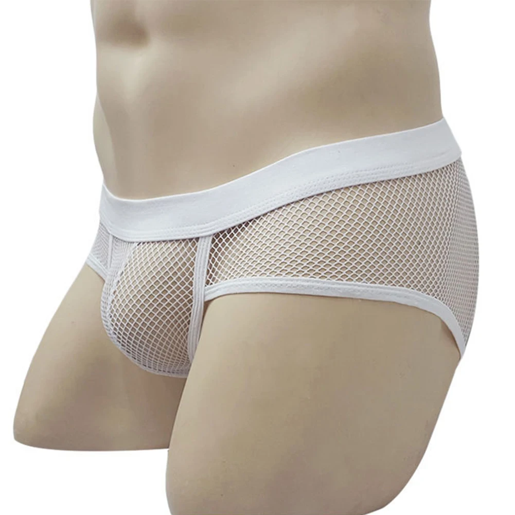 

Sexy Mens Sheer Underwear Mesh See-Through Breathable Underpants Bikini Briefs Elastic Male Panties Hollow Convex Pouch Brief