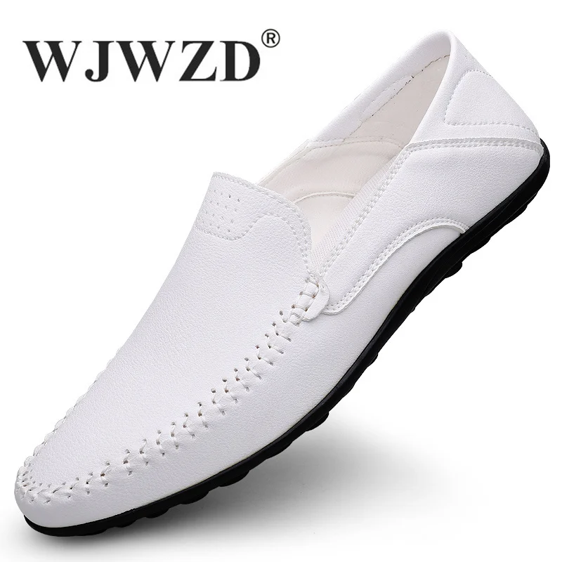 

Men Shoes Casual Leather Italian Men Loafers Brand Moccasins Black Men Breathable Slip on Driving Shoes Plus Size 38-47