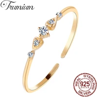 trumium real 925 sterling silver zircon geometry 14k gold plated rings for women charm fine jewelry party elegant accessories
