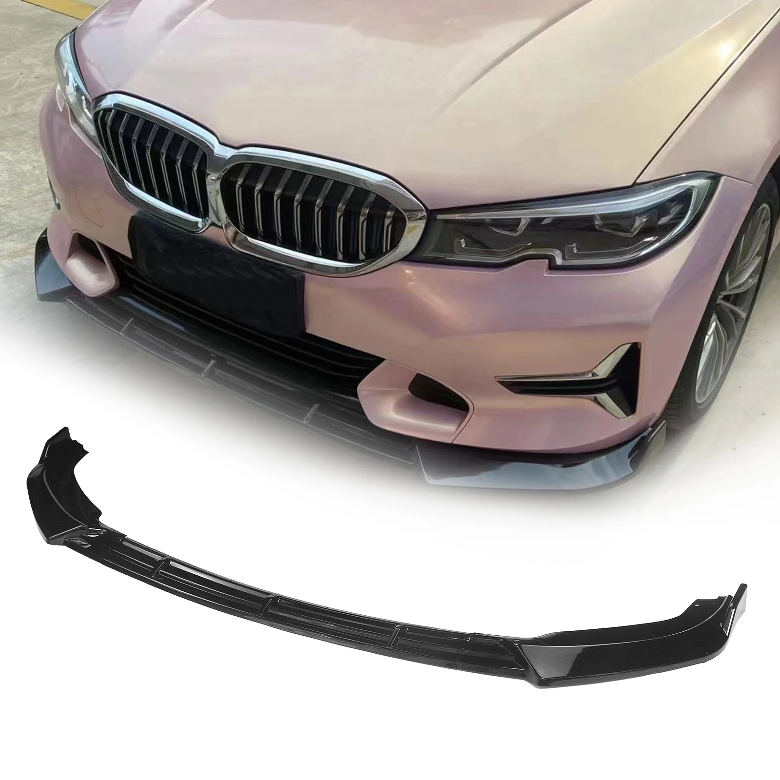 

For BMW 3-Series G20 G21 2019-2021 Sport-Line Bumper Only Front Spoiler Lip Glossy Black Car Lower Body Kit Guard Splitter Blade