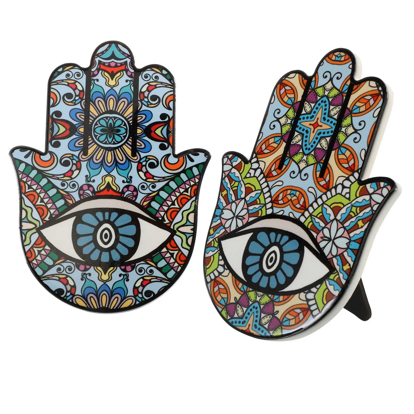 

2Pcs Evil Eye Ornament Palm Amulet Ornament Hamsa Hand Decor Turkish Amulet Figurine Blessing Hamsa Figurine