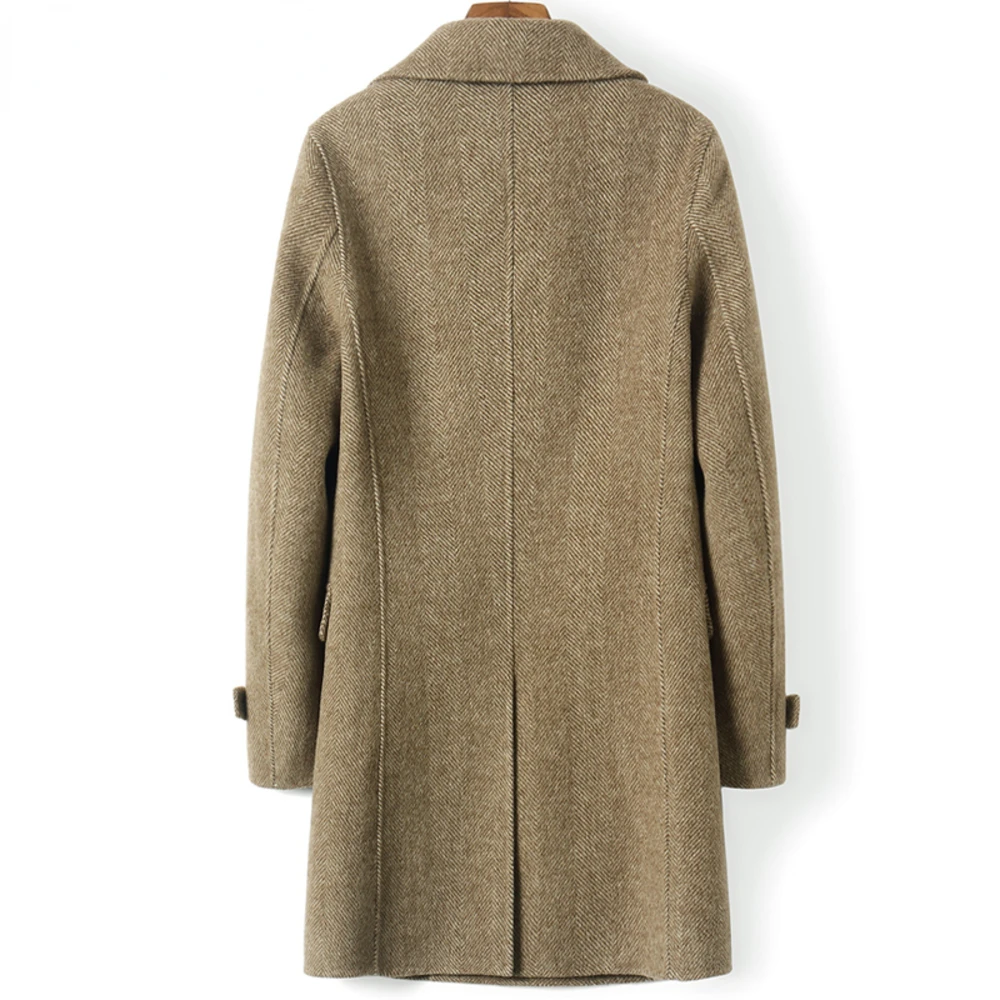 Новинка Зима 100% шерстяное винтажное двухстороннее пальто средней длины