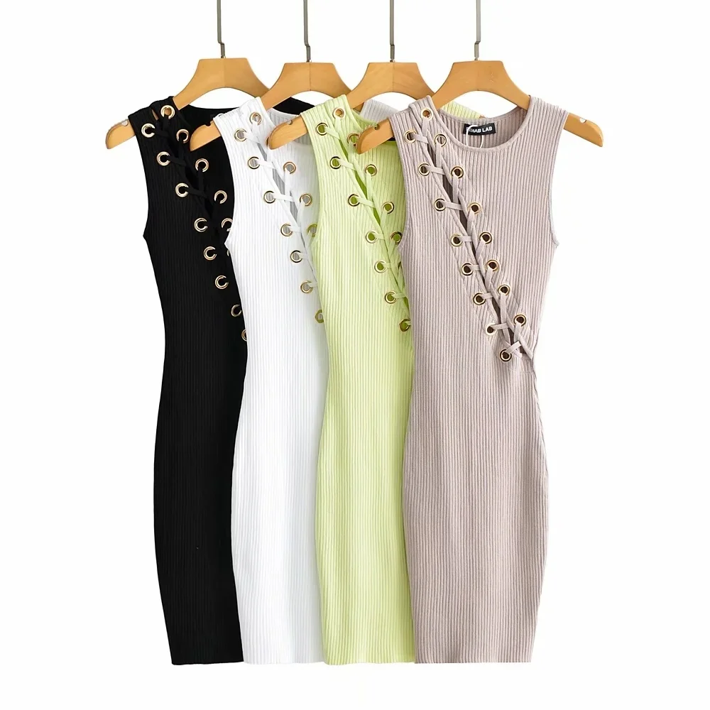 Новые облегающие Женские платья-рубашки платья без рукавов с перекрестной