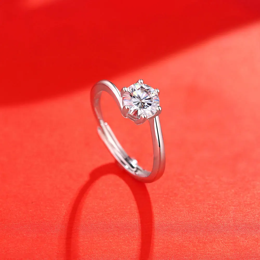Aide 100% Real Moissanite Engagement Rings S925 Sterling Silver 1CT Diamond Wedding Rings Classic 6 Prong Ring 18K plating 2022