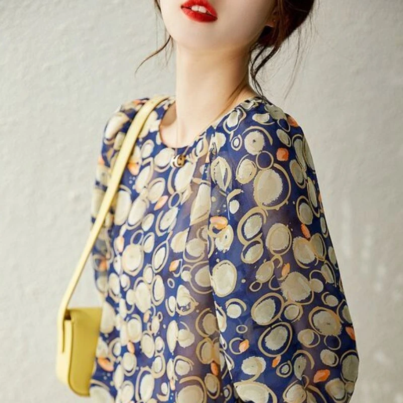 Женские шифоновые рубашки и блузки с принтом модные элегантные шикарные женские