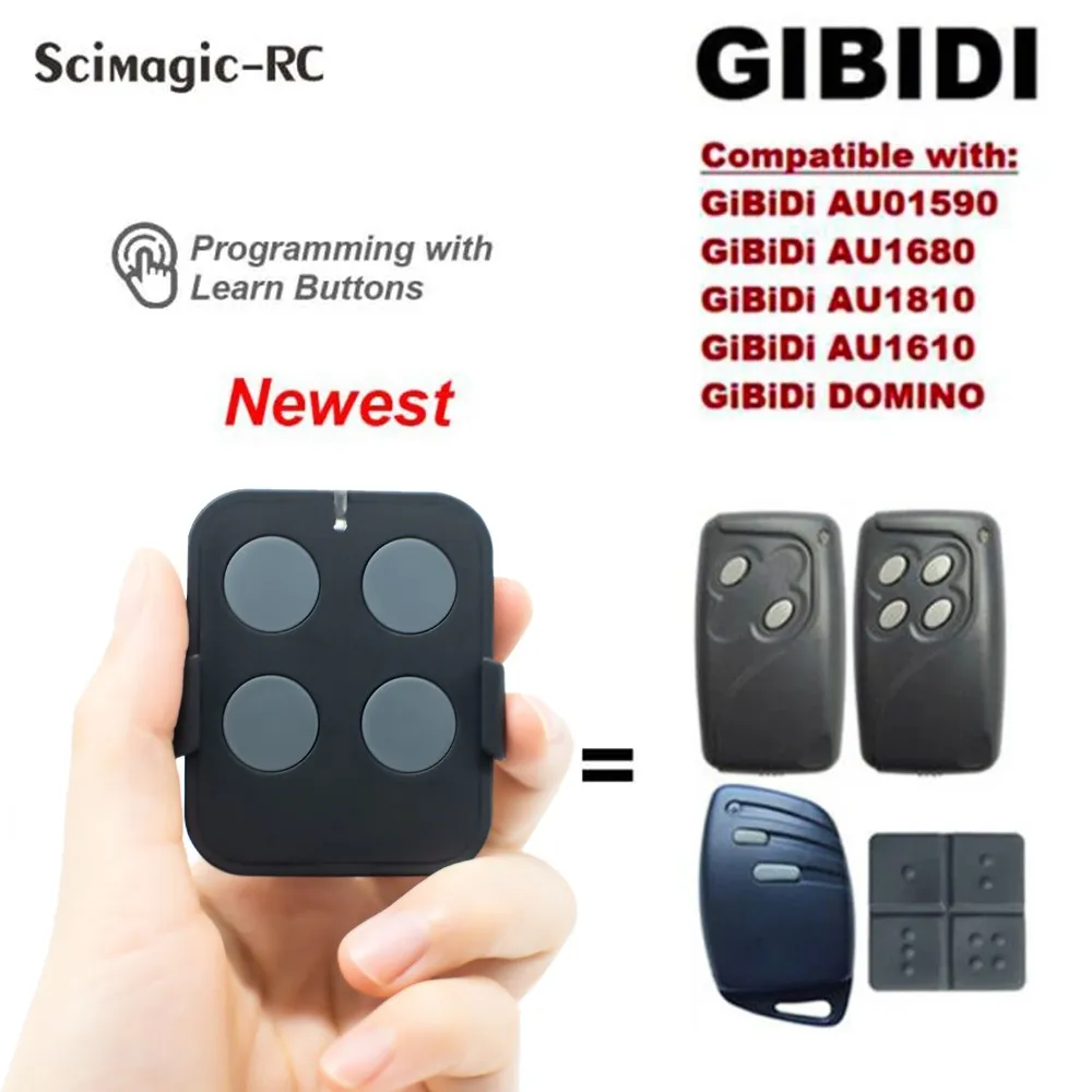 

For GIBIDI AU01590 AU1600 AU1610 AU1680 AU1810 DOMINO Garage Remote Control Command 433.92MHz 433MHz Rolling Code Door Opener