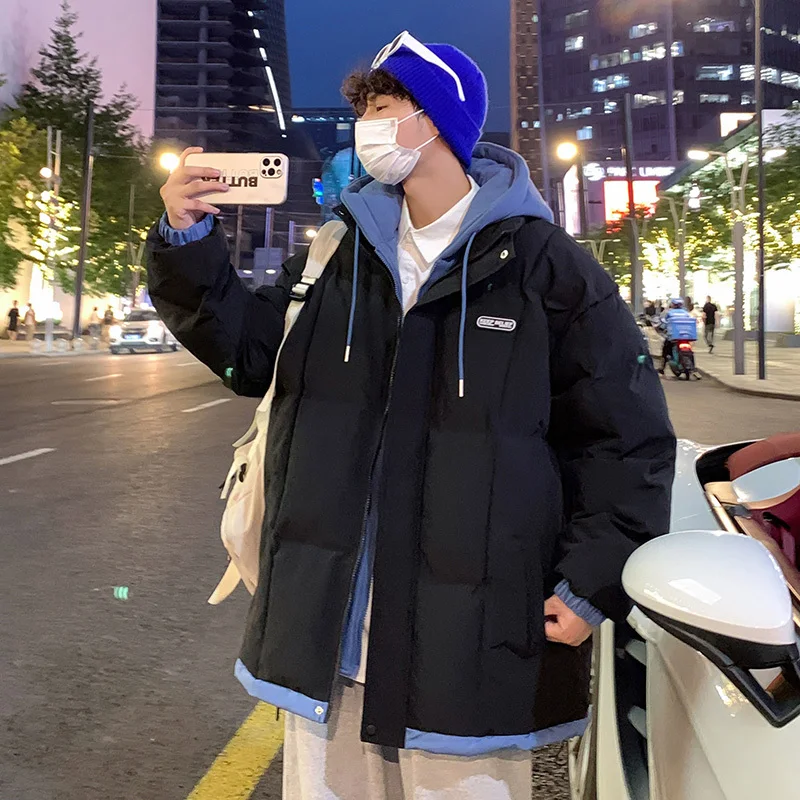 Зимняя куртка мужская теплая модная утепленная уличная корейская свободная