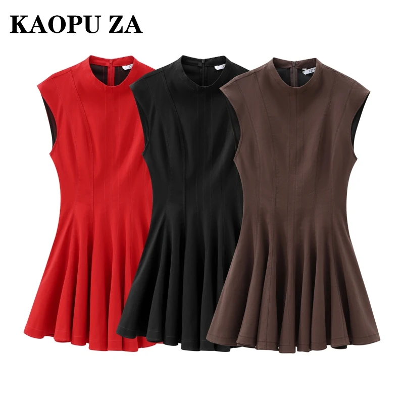 Женское плиссированное платье без рукавов KAOPU ZA повседневное однотонное с