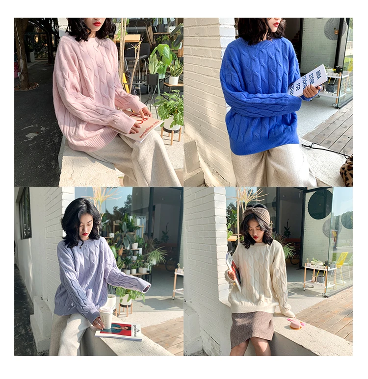 

Qiu Dong Season Han Edition Twist Sweater Female In The New Long Loose Joker Languid Is Lazy Wind Knit A Female Students