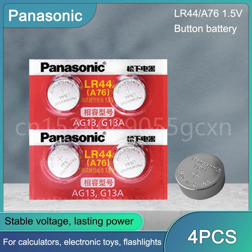 4 шт. 100% Panasonic LR44 A76 LR 44 AG13 LR1154 SR1154 SR44 SR44SW SR44W 1,5 В щелочные батареи для калькулятора, игрушечных часов