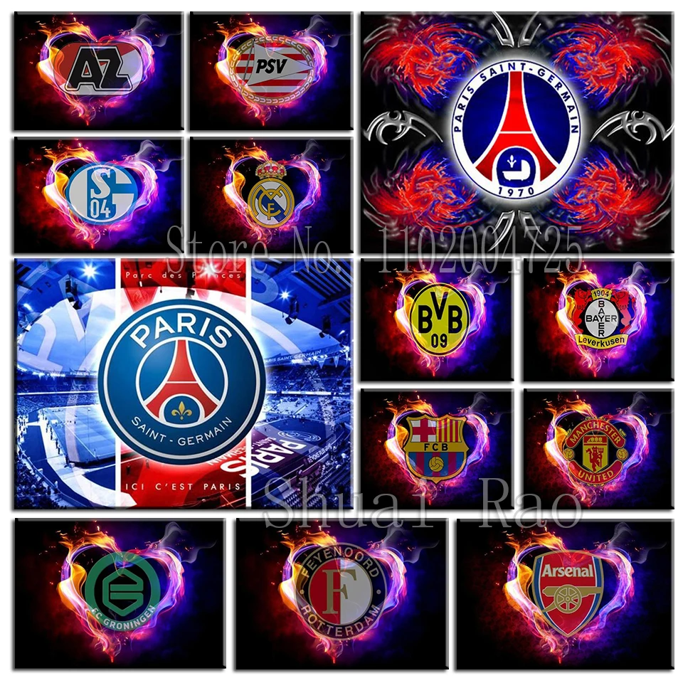 

Алмазная 5D картина «сделай сам» в виде футбольного клуба, алмазная вышивка с логотипом, мозаичные бусины, наборы для вышивки крестиком, карт...