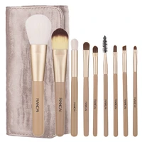 rancai luxurious 9pcs makeup brushes set powder foundation blusher eyeshadow brush kabuki cosmetics tools leather case