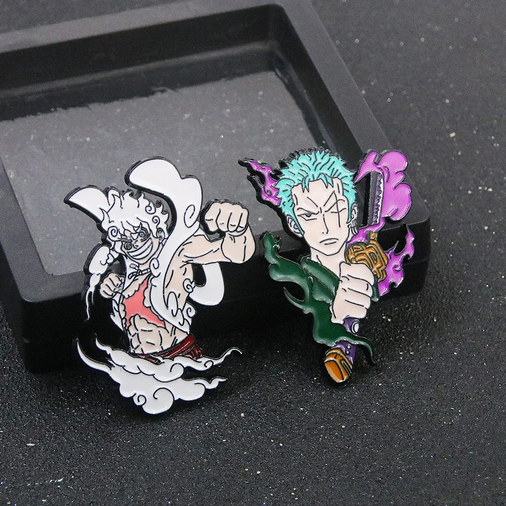 

Anime One Piece Cartoon Lapel Pins for Backpack Action Figures Luffy Zoro Hip Hop Trend Fashion Brooches Badges Kids Toys Gifts