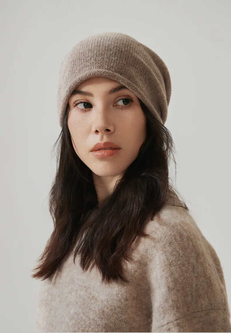 Зимняя женская повседневная однотонная теплая вязаная шапка