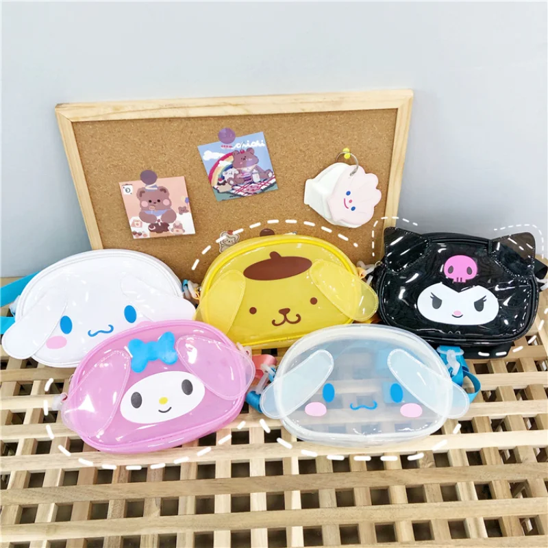 

Kawai Sanrio Cinnamoroll Kuromi My Melody Transparent Diagonal Bag Jelly Bag Casual Bag Candy Colors Candy Colors Student Gift
