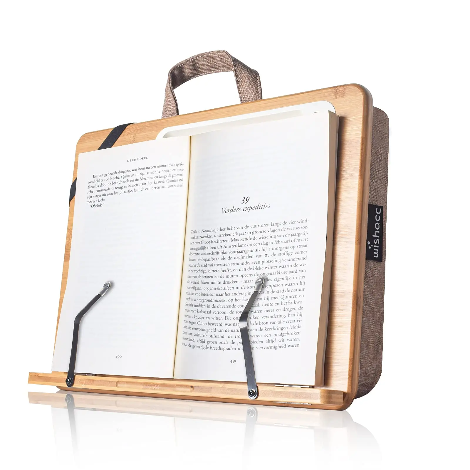 wishacc Bamboo Book Laptop Stand Bed Reading Phone Holder Tablet Laptop Holder For Iphone Ipad Macbook Air Home Computer Desk