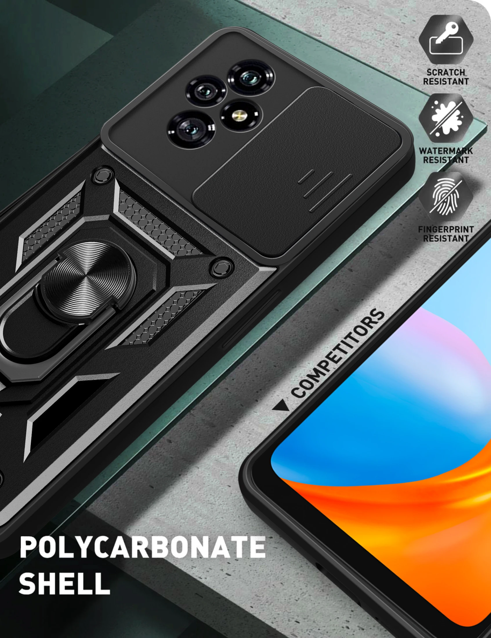 Слайд-камера Funda для Honor 200 Lite Pro защитный чехол с магнитным кольцом-подставкой Smart