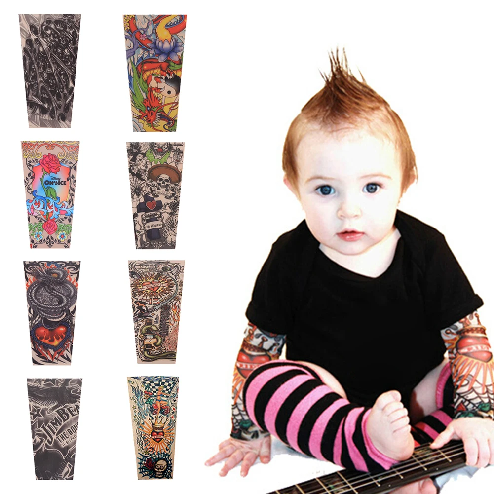 

1pcs Children Tattoo Sleeves Arm Cover Cartoon Print UV Sleeve Arms Sunscreen Breathable Polyester Summer Tatoo Sleeve for Kids