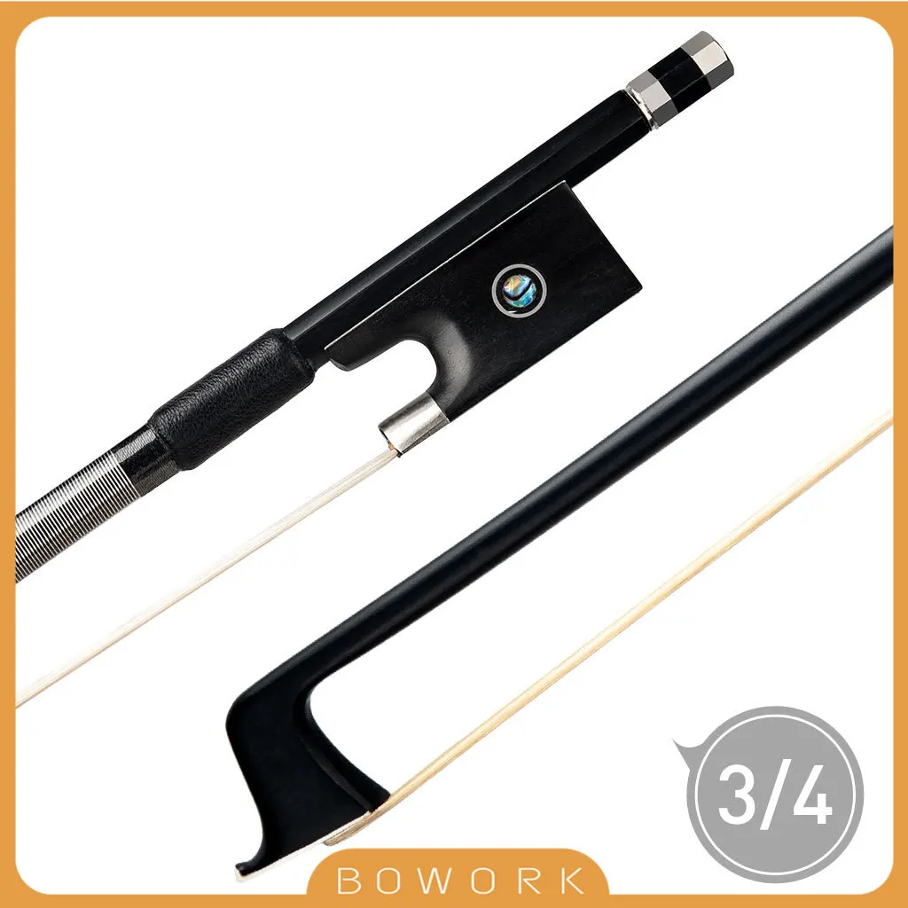

3/4 Size Acoustic Violin Bow Carbon Fiber Ebony Frog Mongolia Horsehair Durable Straight Nice Balance Fast Response Sweet Tone