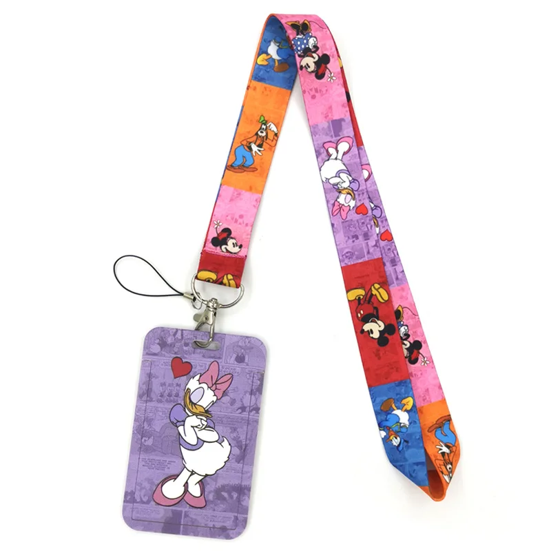 

Color Mickey Mouse Anime Lanyard Badge Holder ID Card Lanyards Mobile Phone Rope Keys Lanyard Neck Straps Keychain Keys Ring