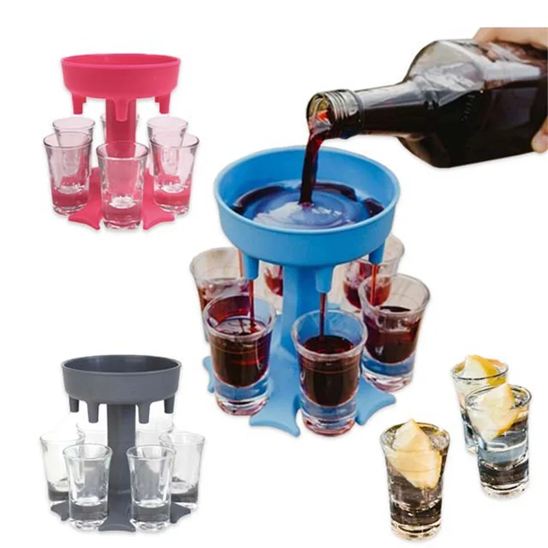 

Liquor Dispenser 6 Shot Glass Wine Whisky Beer Dispenser Holder Drinking Games Tools for Christmas Home Party Bar Shot Glass