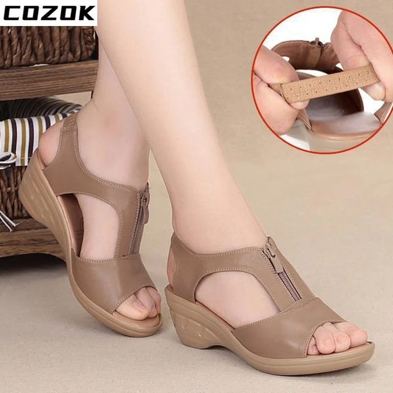 

Summer Wedges Sandals 2022 New Roman Comfort Soft Bottom 43 Size Wedge Hollow-out Casual Shoes Women's Shoes Heels Sandals