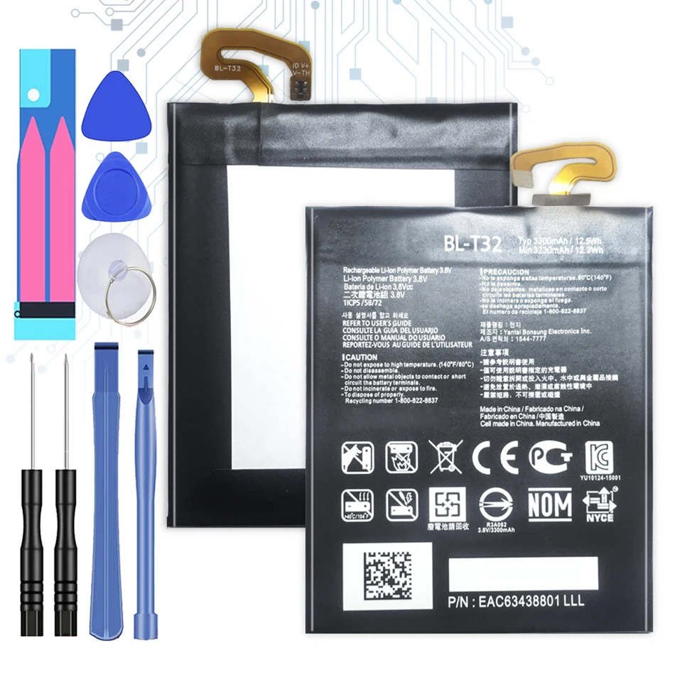 

BL-T32 3300mAh Mobile Battery For LG G6 G600 H872 VS988 LS993 US997 BL T32 Lithium Polymer Accumulator Battery + Track NO