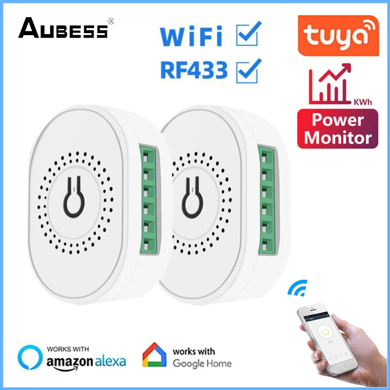 

Смарт-выключатель Wi-Fi RF433 с монитором питания, 16 А