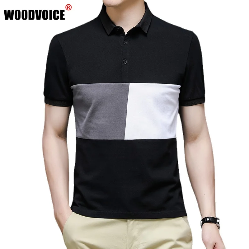 

Striped POLO Shirt Men's Cotton Short Sleeve T-Shirt 2022 Summer Business Slim Versatile Color Matching Thin Men's Clothing