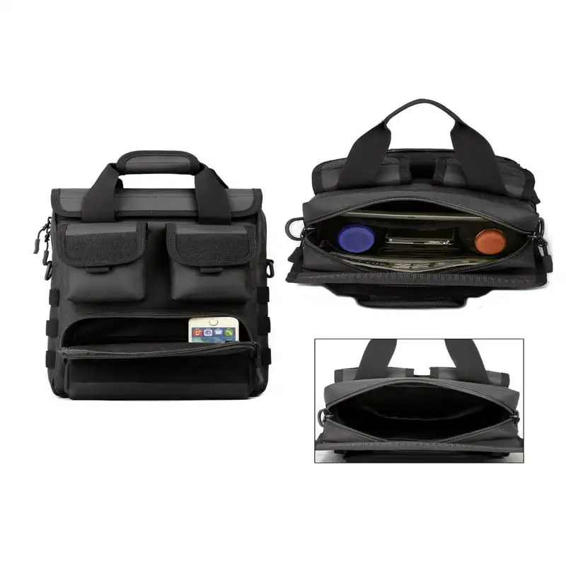 Luxurious Men Business Traveler Messenger Bag, MOLLE Crossbody Briefcase Sling Backpack for Outdoor Adventure.