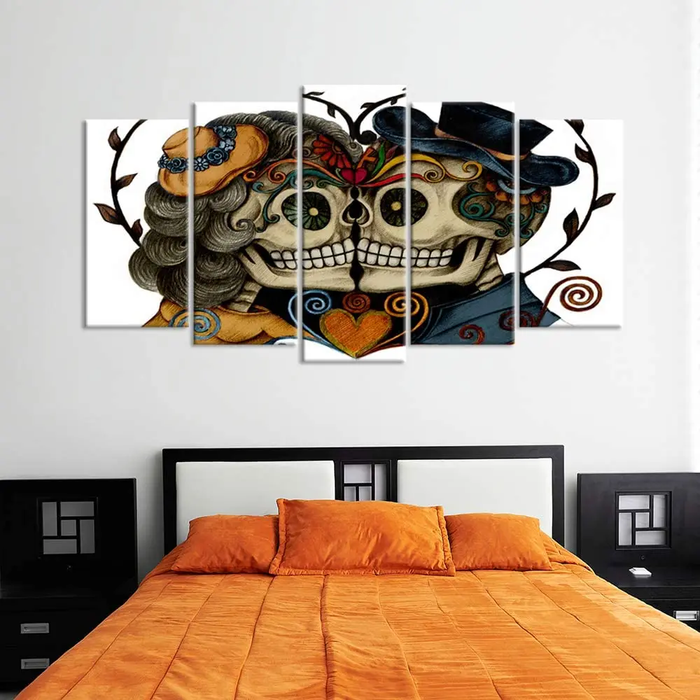 5 шт. винтажный череп голова пара любовь с цветком в глазах красочный