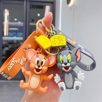 bandai tom and jerry cartoon anime figure pvc doll keychain bag keyring ornament accessories childrens toys birthday gifts