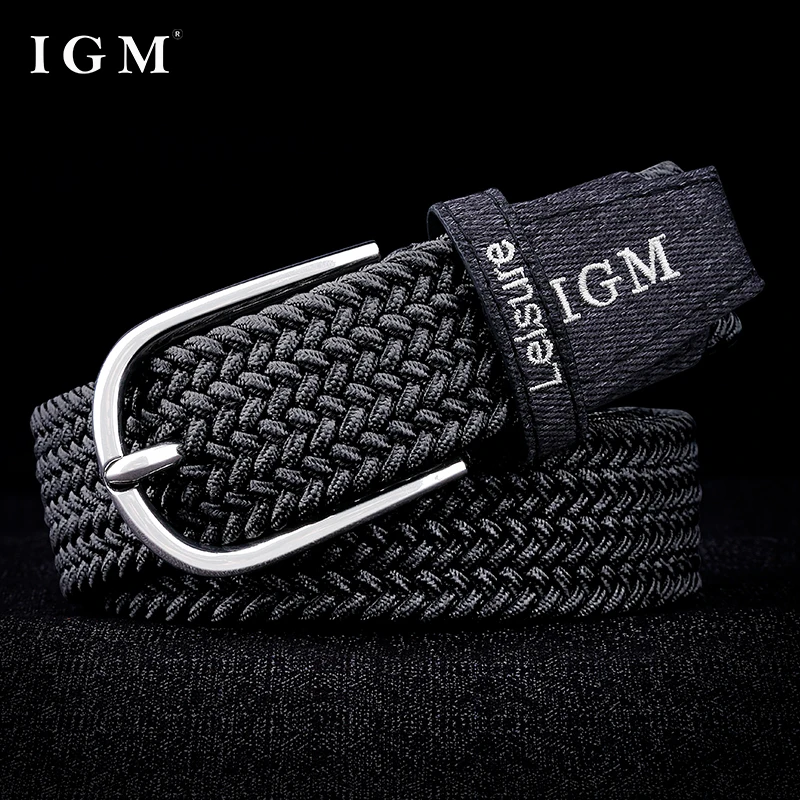 IGM Breathable Comfort Personality Woven Stretch Belt Men's Canvas Belt Young Student Versatile Jeans Belt