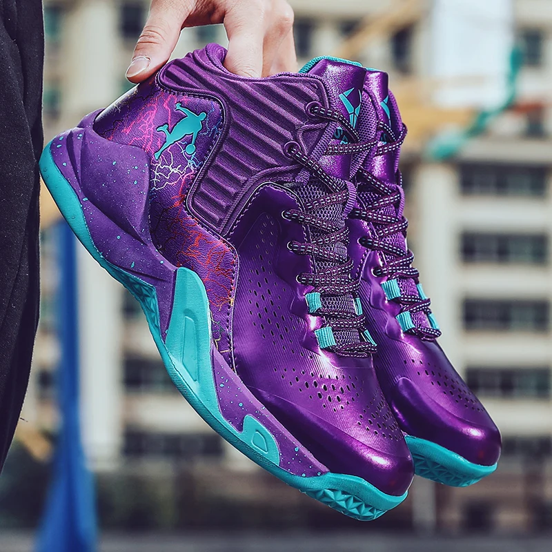 Fashion High-top Men Basketball Shoes Unisex Cushion Leather Sneakers Non-slip Women Sneakers Gym Training Sneakers