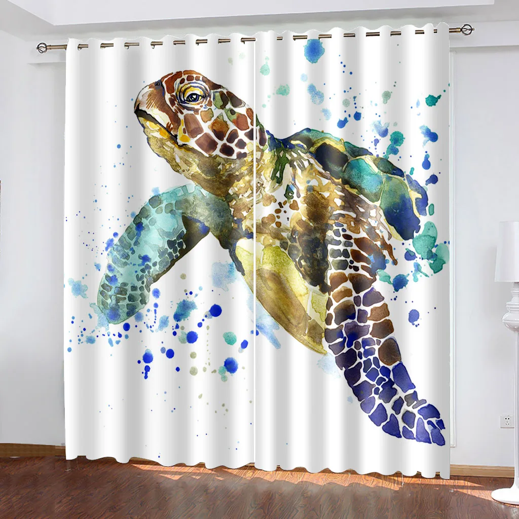 Современные недорогие летние занавески с 3D-принтом Морская Черепаха для детей