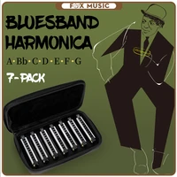 set 7pcs harmonica 10 holes key of c blues band harmonica set musical instrument educational toy w case cdefgabb tone