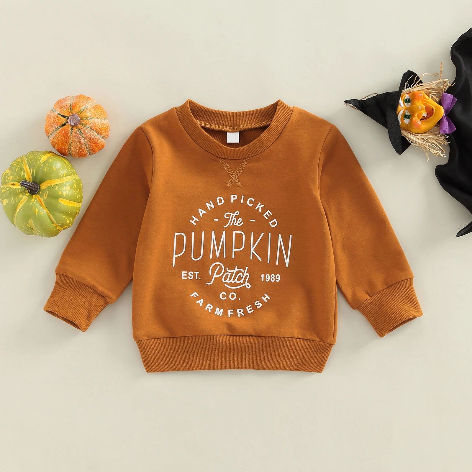 

TR New Autumn Halloween Kid Boys Girls Shirt Long Sleeve Loose Tops Letters Print Party Casual Sweatshirt Fall Clothes